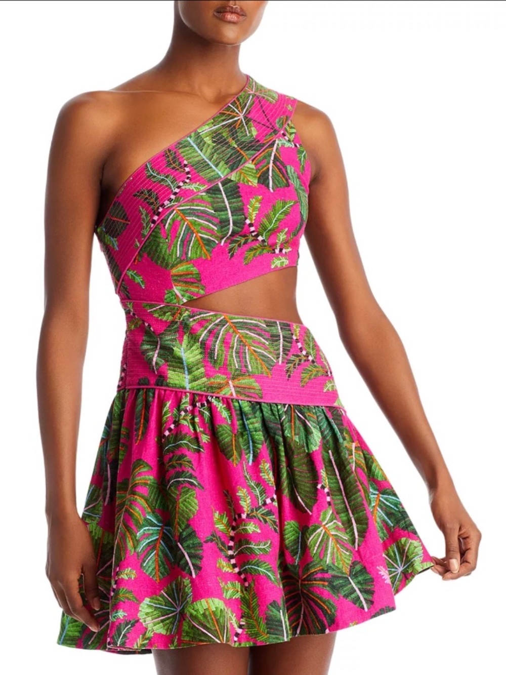 BNWT FARM RIO Leaves One Shoulder Mini Dress